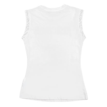Just Cavalli Rhinestone Logo White Sleeveless Top