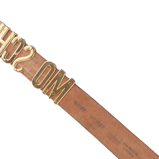 Moschino Brown Golden Leather Belt (80 cm)