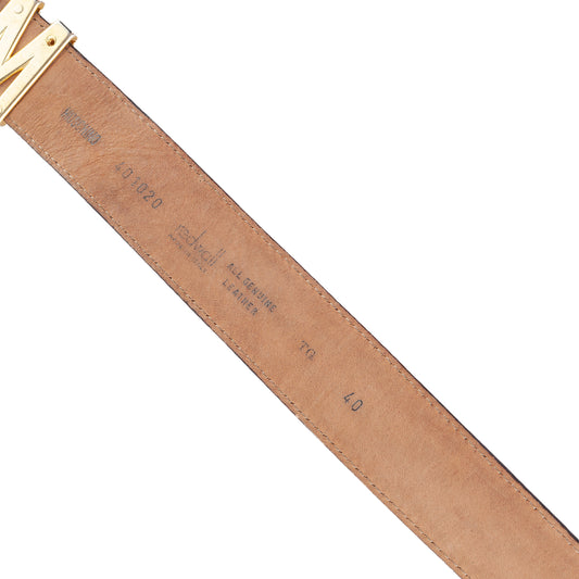 Moschino Brown Golden Leather Belt (80 cm)
