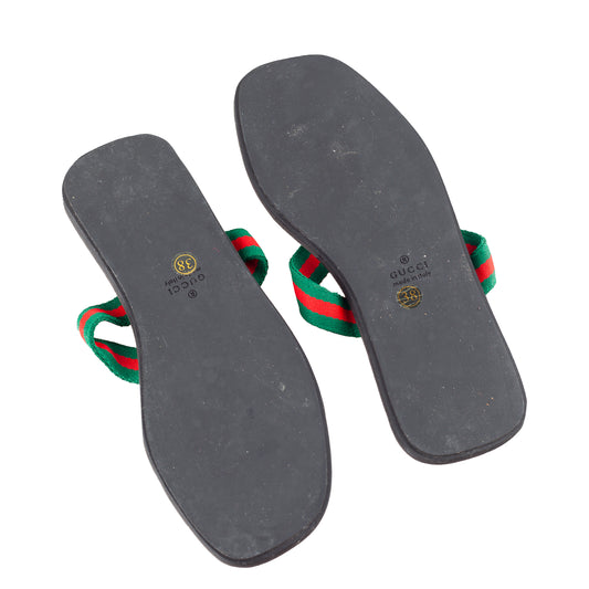 Gucci Brown Interlocking G Logo Canvas Vintage Thong Sandals (38 EU)