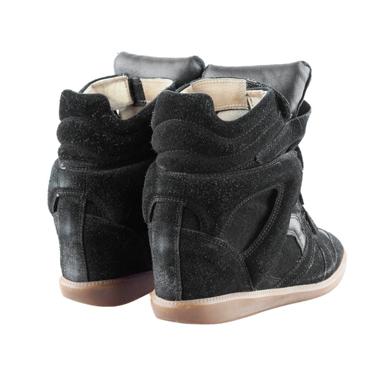 Isabel Marant Bekett Wedge Black Leather Sneakers (35 EU)
