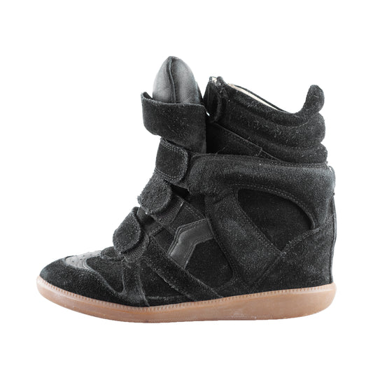 Isabel Marant Bekett Wedge Black Leather Sneakers (35 EU)