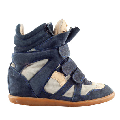Isabel Marant Bekett Wedge Navy Leather Sneakers (39 EU)