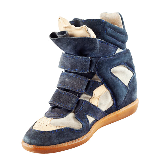 Isabel Marant Bekett Wedge Navy Leather Sneakers (39 EU)