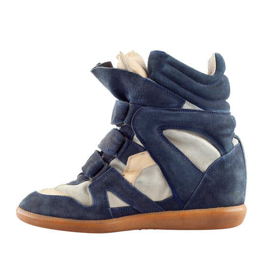 Isabel Marant Bekett Wedge Navy Leather Sneakers (39 EU)