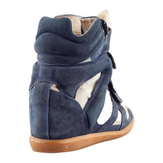 Isabel Marant Bekett Wedge Navy Leather Sneakers (39 EU)