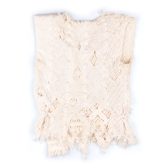 Junya Watanabe Comme Des Garçons Crochet Asymmetrical Vintage Beige Top (M)