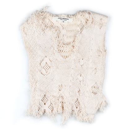 Junya Watanabe Comme Des Garçons Crochet Asymmetrical Vintage Beige Top (M)