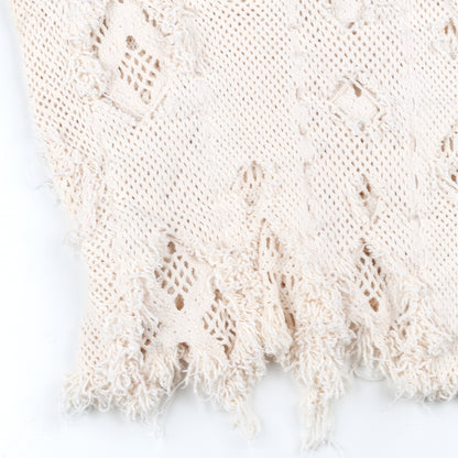 Junya Watanabe Comme Des Garçons Crochet Asymmetrical Vintage Beige Top (M)