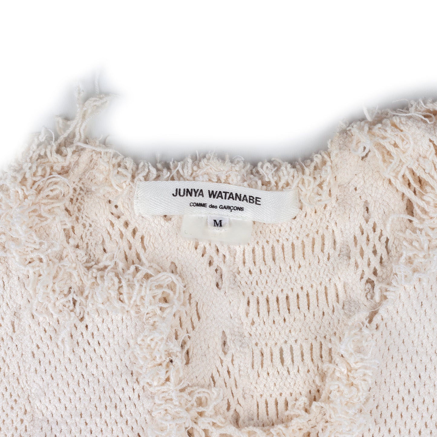 Junya Watanabe Comme Des Garçons Crochet Asymmetrical Vintage Beige Top (M)