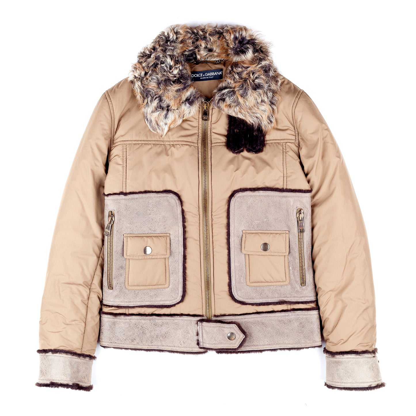 Dolce & Gabbana Brown Fur Lambskin Vintage Jacket (M)