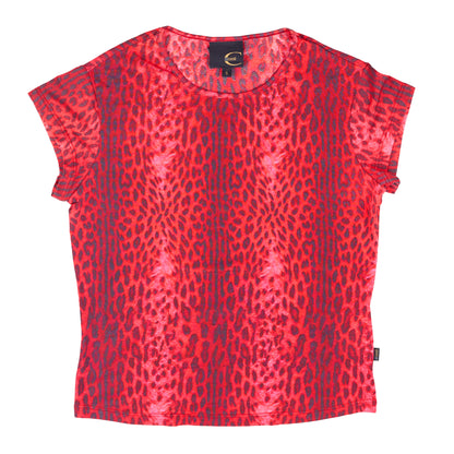 Just Cavalli Red Cheetah Printed Vintage Top (S)