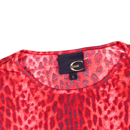 Just Cavalli Red Cheetah Printed Vintage Top (S)