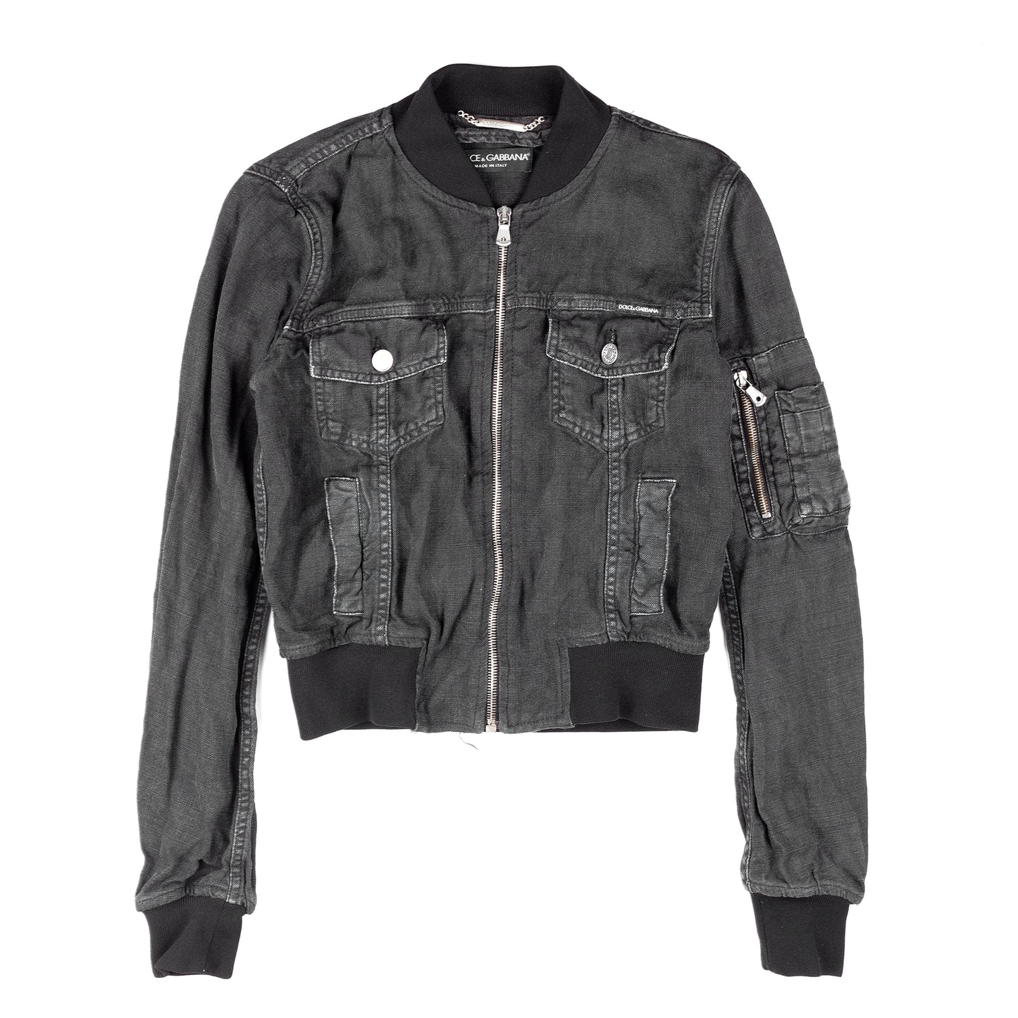 Dolce & Gabbana Vintage Black Denim Bomber Jacket (S)