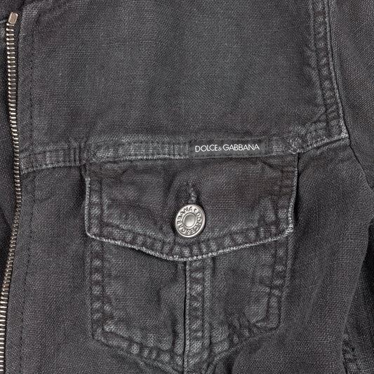 Dolce & Gabbana Vintage Black Denim Bomber Jacket (S)