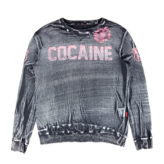 DSQUARED2 “Cocaine” Vintage Grey Acid Wash Sweatshirt (M)