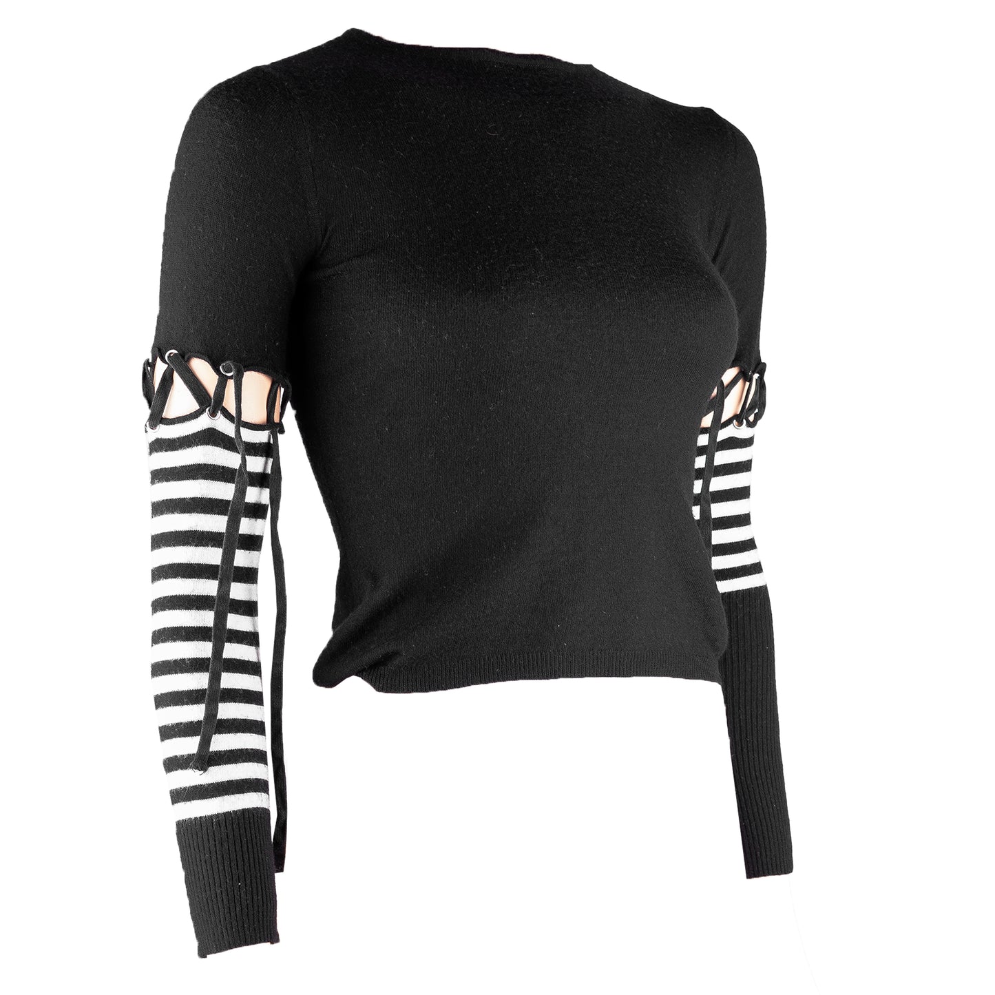 Dolce & Gabbana Vintage Black Cutout Tied Sleeves Top (XS)