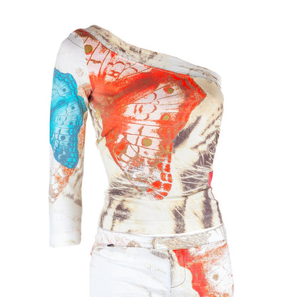 Just Cavalli Vintage Butterfly One Shoulder Top (S-M)