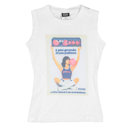 Dolce & Gabbana Bubble Gum Graphic White Tank Top (XS)