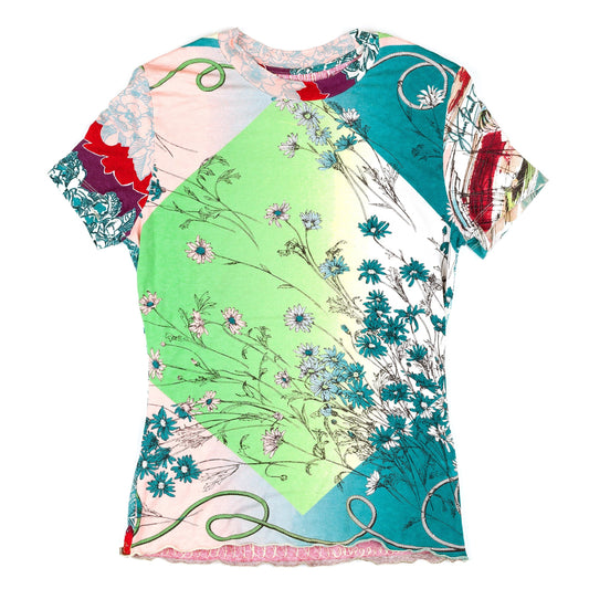 Jean Paul Gaultier JPG Printed Flowers Colorful Top (S)