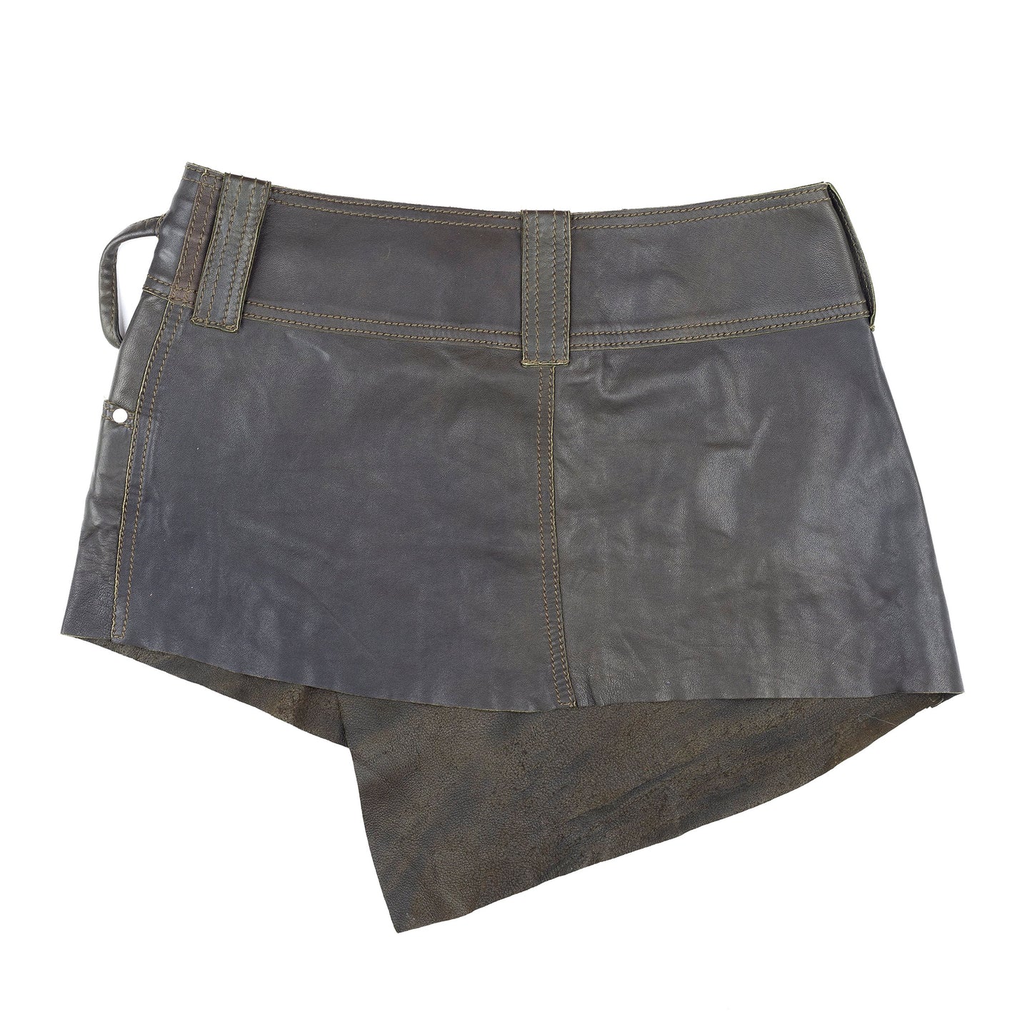 Diesel Asymetrical Green Leather Mini Skirt (S)