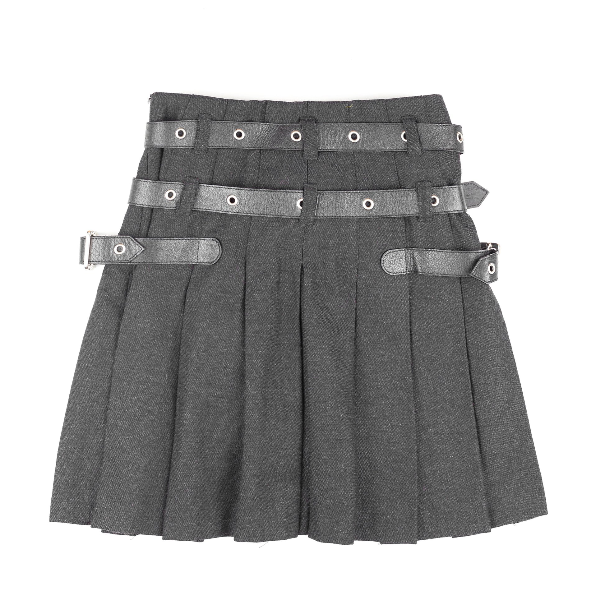 Dolce & Gabbana Grey Asymmetrical Belted Mini Skirt (XS)