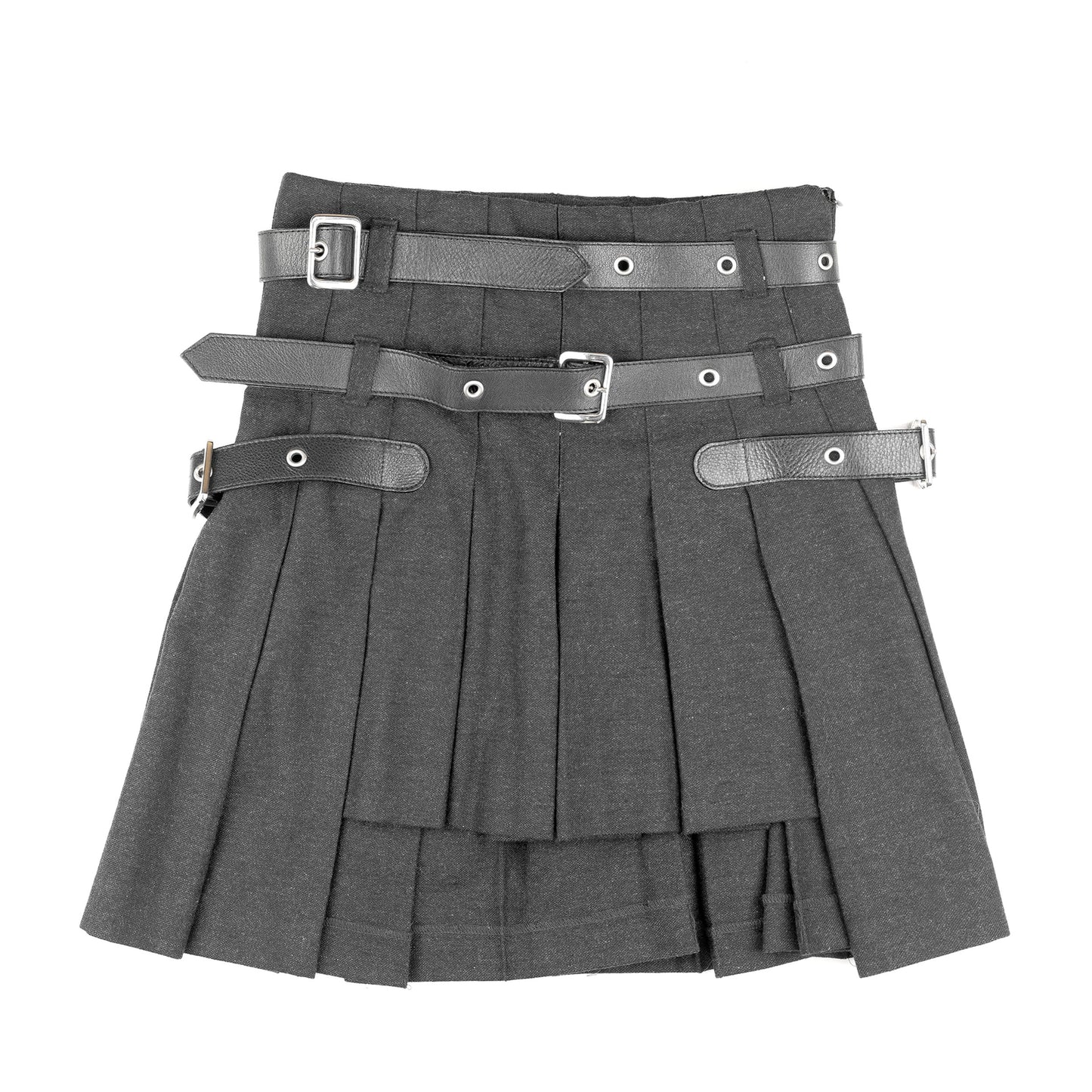 Dolce & Gabbana Grey Asymmetrical Belted Mini Skirt (XS)