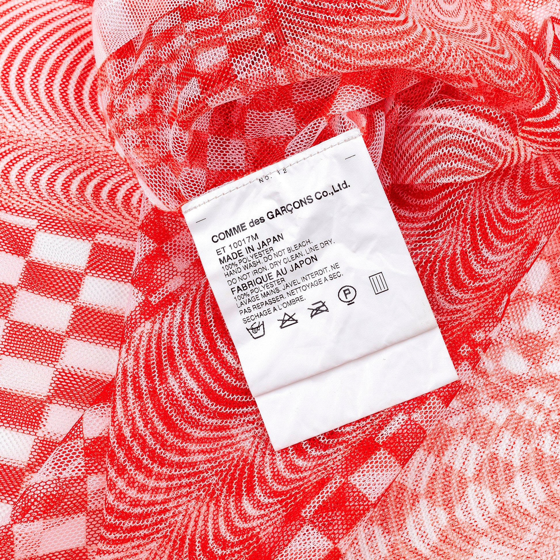 CDG Comme des Garçons Checkered White and Red Mesh Top (M)