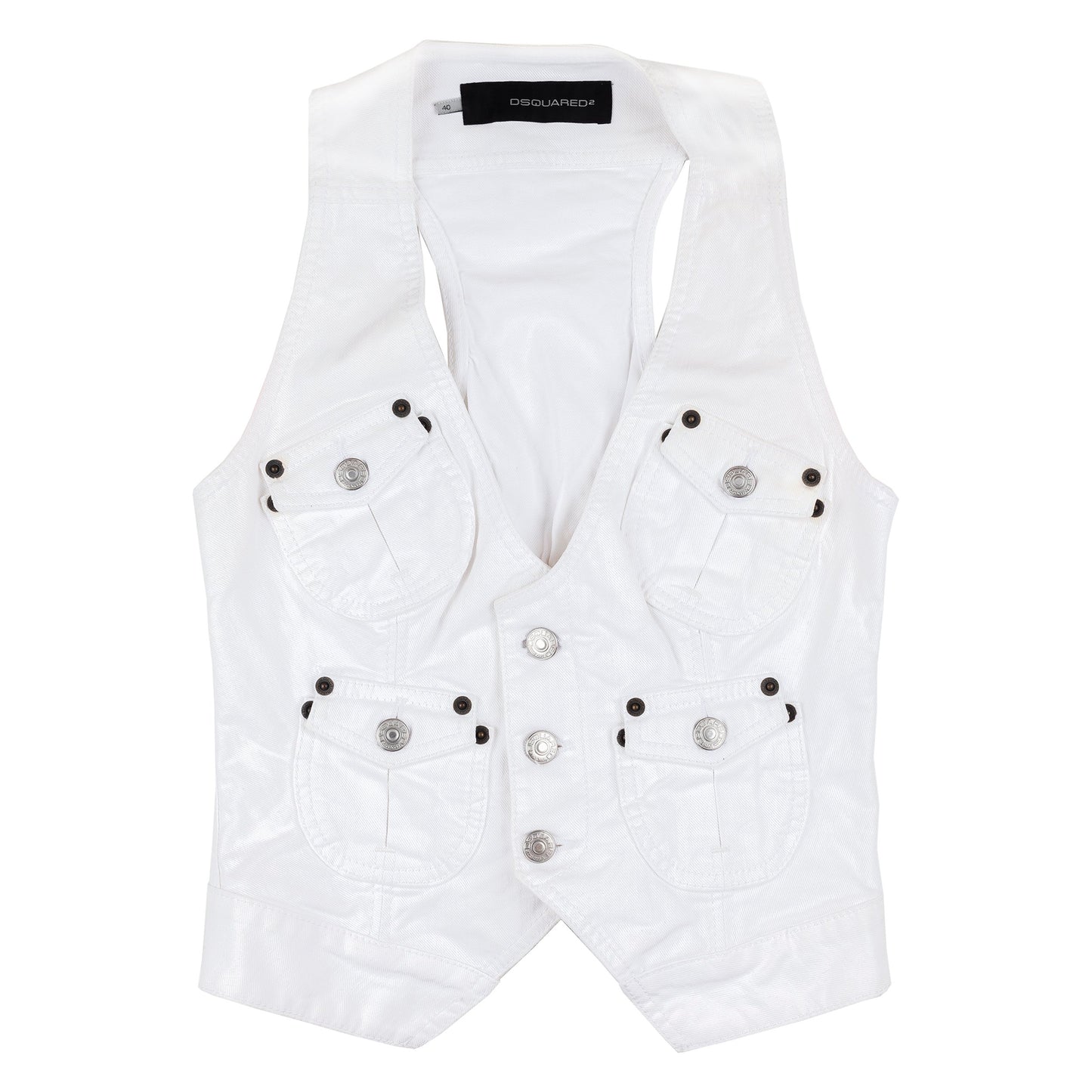 DSQUARED2 Denim White Multipocket Vest (XS)