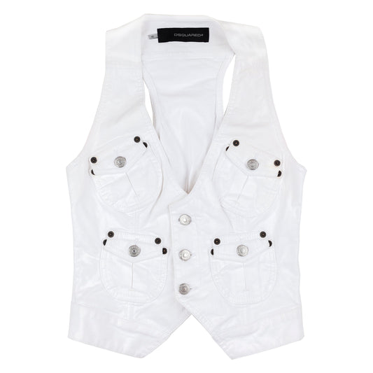 DSQUARED2 Denim White Multipocket Vest (XS)