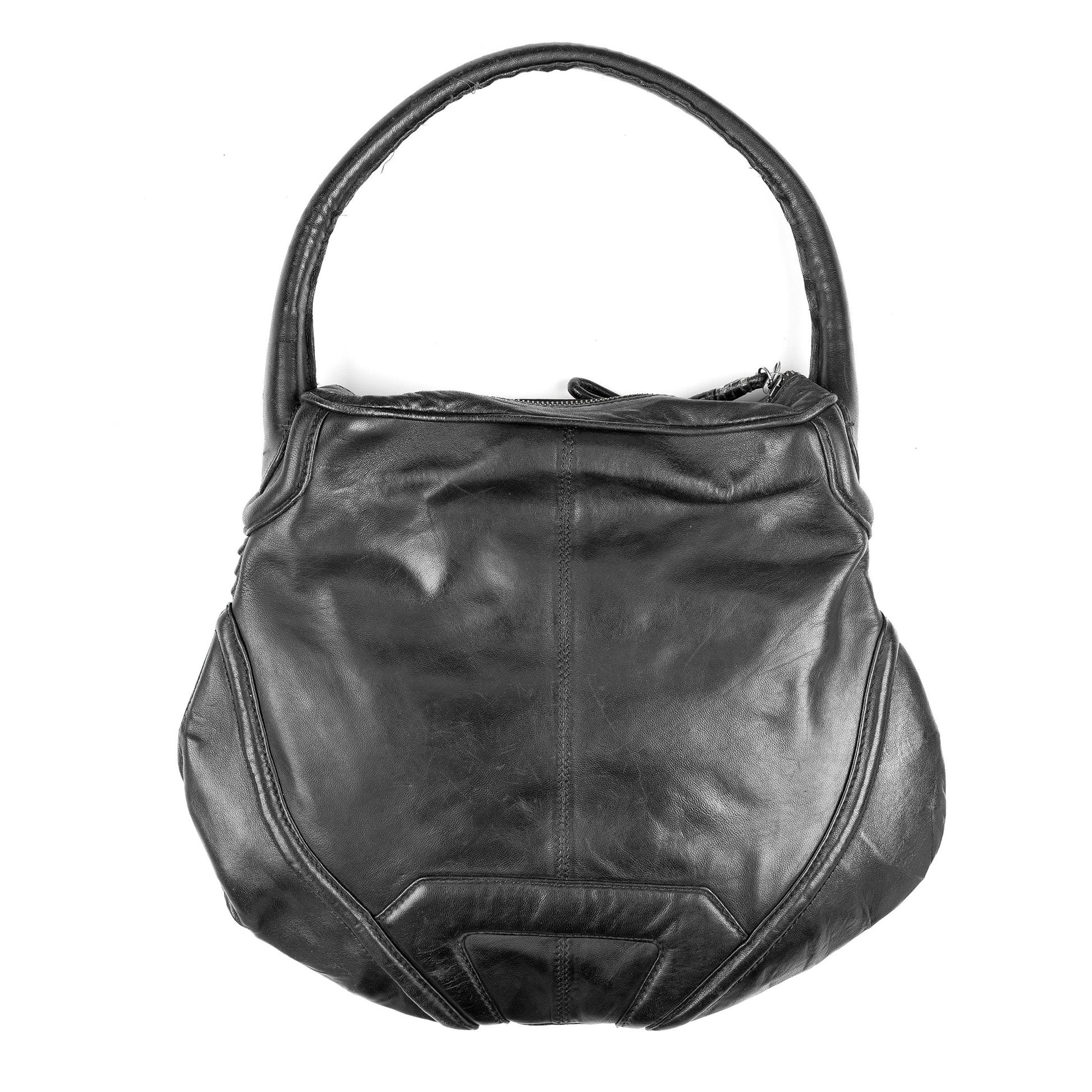 Diesel Black Moto Padded Leather Shoulder Bag