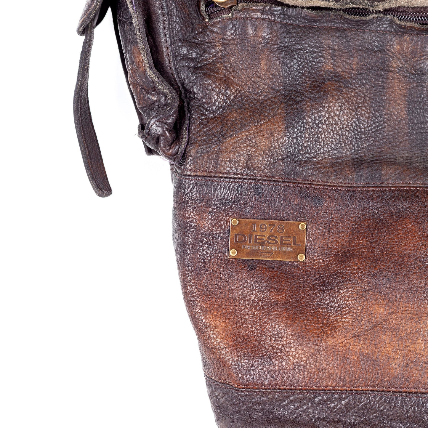 Diesel Brown Multipocket Leather Shoulder Bag