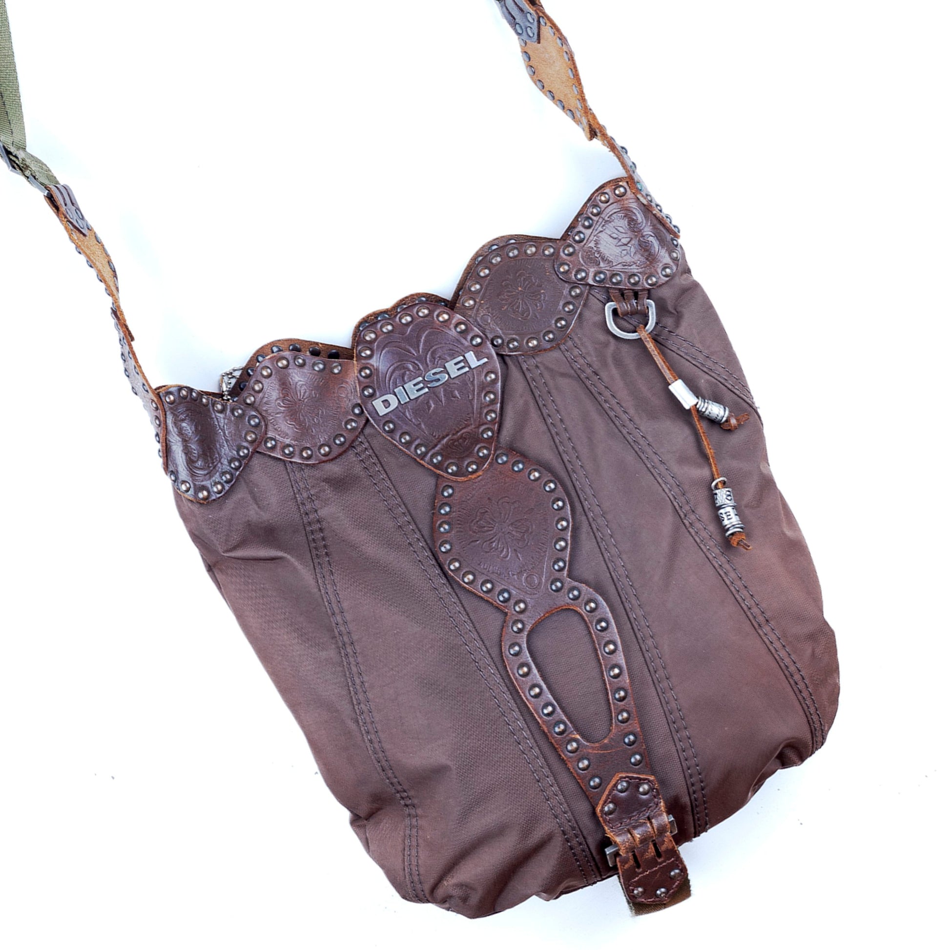 Diesel Brown Nylon Medieval Crossbody Bag