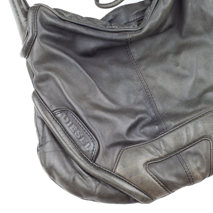 Diesel Dark Green Leather Moto Vintage Shoulder Bag
