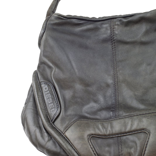 Diesel Dark Green Leather Moto Vintage Shoulder Bag
