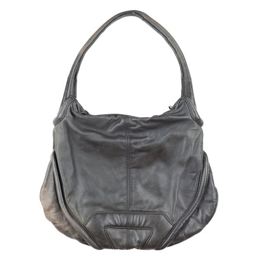 Diesel Dark Green Leather Moto Vintage Shoulder Bag