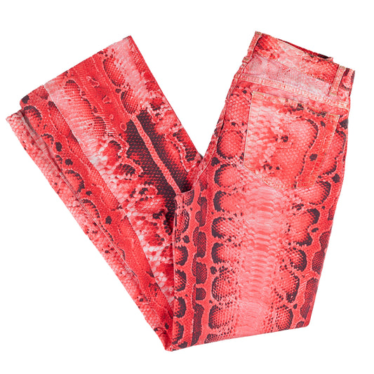 Just Cavalli Red Snake Print Vintage Pants (S)