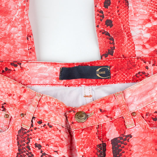 Just Cavalli Red Snake Print Vintage Pants (S)