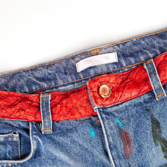Roberto Cavalli Flower Print Denim Vintage Jeans (M)