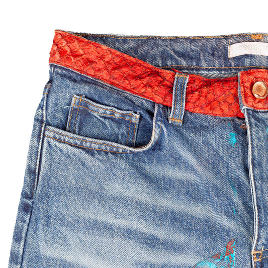 Roberto Cavalli Flower Print Denim Vintage Jeans (M)