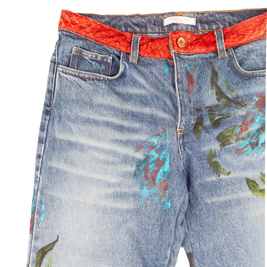 Roberto Cavalli Flower Print Denim Vintage Jeans (M)