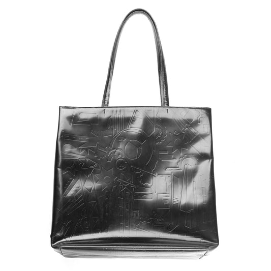 Prada Black Spazzolato Vintage Embossed Shoulder Bag