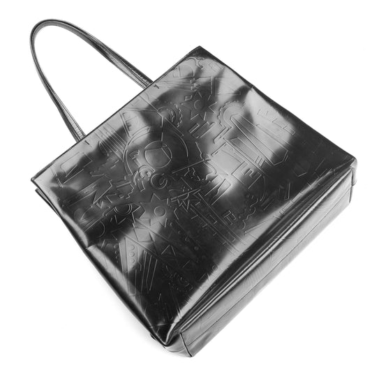 Prada Black Spazzolato Vintage Embossed Shoulder Bag