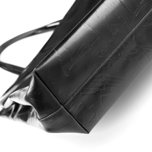 Prada Black Spazzolato Vintage Embossed Shoulder Bag