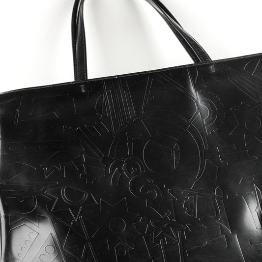 Prada Black Spazzolato Vintage Embossed Shoulder Bag