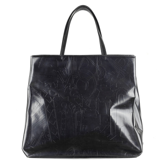 Prada Black Spazzolato Vintage Embossed Shoulder Bag