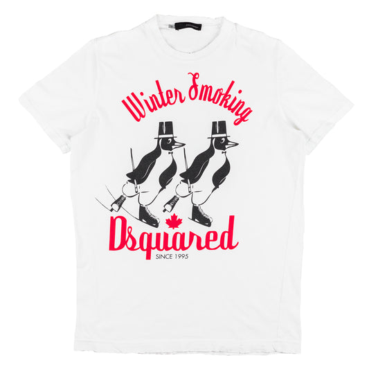 DSQUARED2 “Winter Smoking” Vintage White T-Shirt (M)