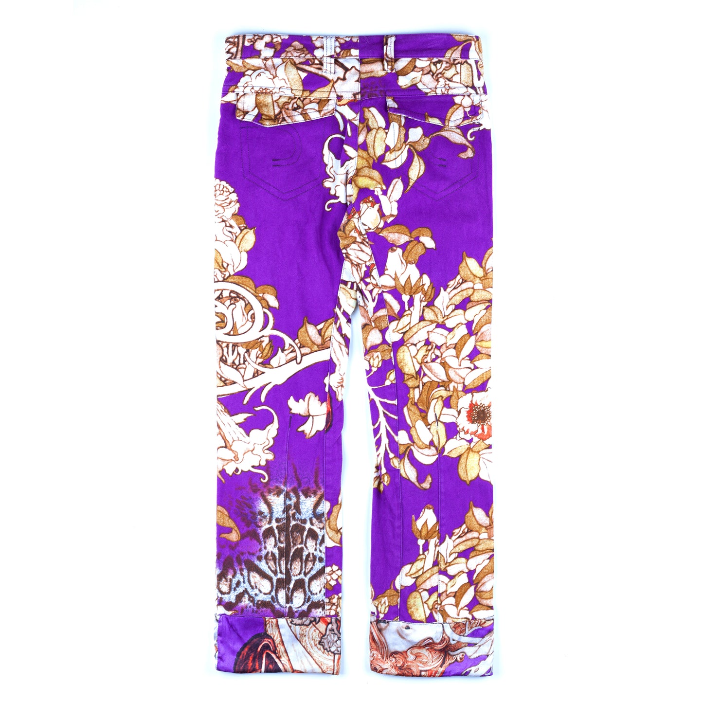 Roberto Cavalli Class Vintage Mucha Printed Purple Pants (S/M)