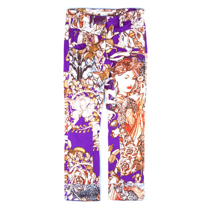 Roberto Cavalli Class Vintage Mucha Printed Purple Pants (S/M)