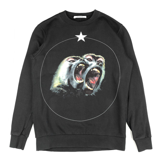 Givenchy Paris S/S 2016 Monkey Brothers Vintage Black Sweatshirt (S)